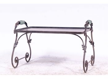 Wrought Iron Side Table With Glass Handles