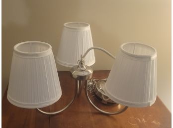 Beautiful Three Arm Chrome Chandelier With Fabric Shades