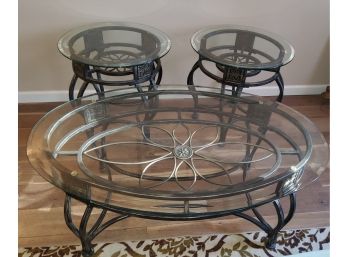 Beautiful 3pc Glass Coffee Table Set