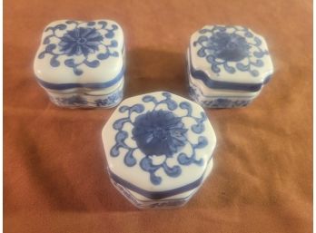 Set Of 3 Ceramic Bombay Trinket Boxes