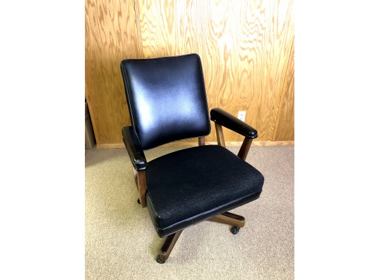 Vintage Adjustable Wood And Vinyl Chair