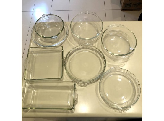 Vintage Pyrex And Anchor Hocking, Bowls And Pie Plates, 8 Pieces Total