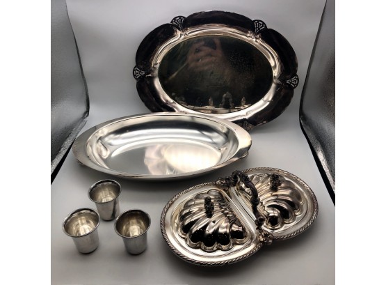 Lot Of 6 Silver Plate Serve Ware Pieces