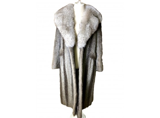 Vintage Nutria Fur Long Coat, 1980s