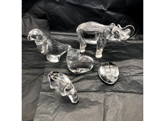 Vintage Lot Of Baccarat Figural Glass Animals, 5 Pieces