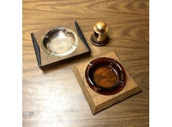 Retro Ash Trays And Lighter, 3 Pieces
