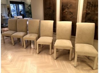 Ultra Suede Covered Dining Chairs, 6 Pieces
