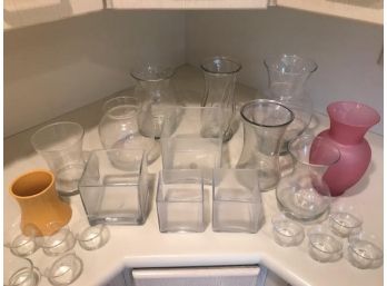 22pc Lot Assorted Vases And Votive Holders