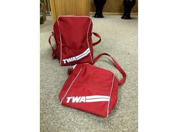 Set Of 2 Vintage TWA Red Bags, W Accessories