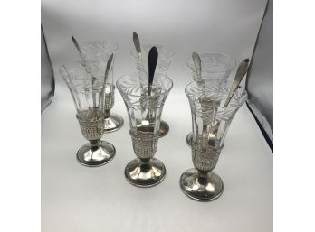 Vintage Sterling Based Dessert Glasses, Set Of 6
