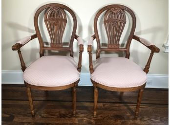 Gorgeous Pair Like New ETHAN ALLEN - All Hand Carved - French Style Balloon Back  Chairs - AMAZING Condition