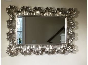 Fantastic Large Silver Gilt Decorator Mirror With Very Wide & Ornate Scalloped Border - GREAT MIRROR !