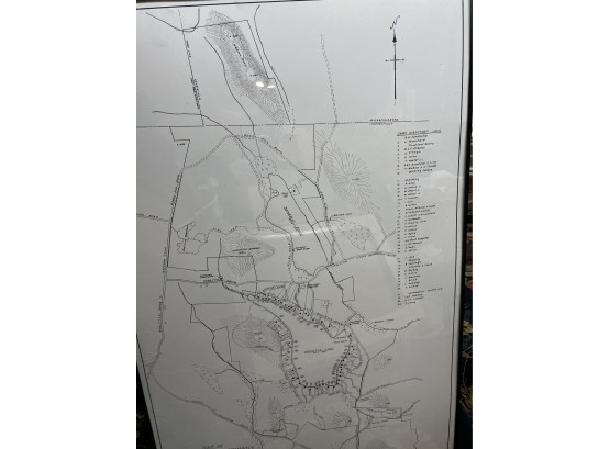 Large Framed Map Of Doolittle Lake Co, Norfolk CT