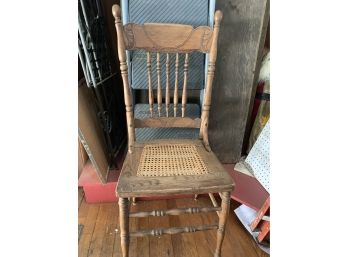 Antique Oak Cane Seat Chair