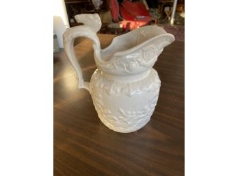 Vintage Arthur Wood England Pottery Horse Head Handle,  White Pitcher  10 Tall