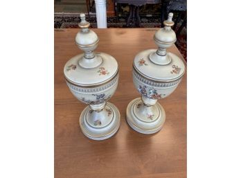 Pair Of Vintage Toleware Urns