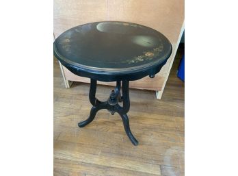 Antique Floral Round Side Table