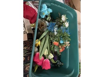 Large Tote Of Fake Flowers For Arts & Crafts