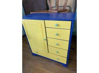 Cute Kids 5 Draw Blue And Yellow Chest - Great Storage!