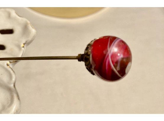 Red Stone/ Marble Hat Pin