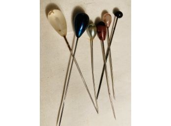 A Group Of 6 Nice Colored Stick Pins