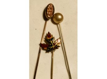 Lot 8 Of 3 Metal Stick/ Hat Pins Very Pretty Little Pins