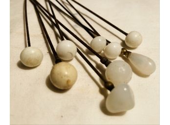 Set Of 9 White Vintage/ Antique Hat Pins