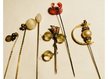 Lot 10 Of 6 Antique Pretty Stick/hat Pins