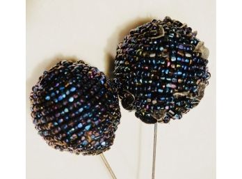 Set Of 2 Beaded Hat Pins One Top Is Slightly Larger Then The Other
