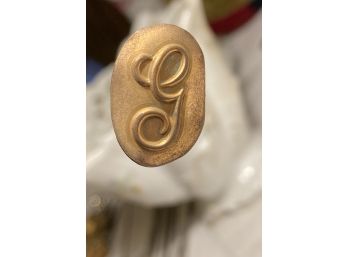 Very Nice Monogram Hat Pin With Ornate Scroll