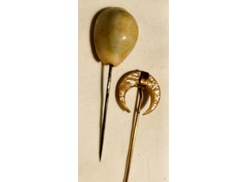 Lot 7 Of 2 Stick/ Hat Pins Very Nice Sea Shell And Mother Of Pearl