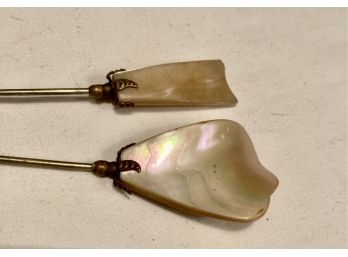 2 Mother Of Pearl Or Shell Hat Pins