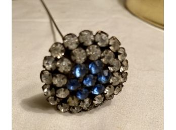 BLING Hat Pin Blue And White Stones