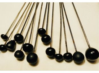Approx. 14 Hat Pins With Black Tops
