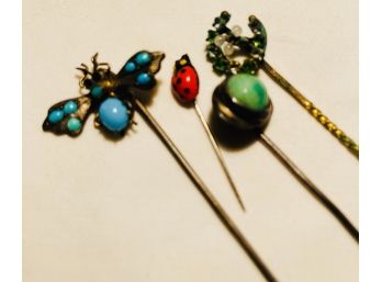 Lot 6 Of 4 Very Cute Antique Stick/ Hat Pins