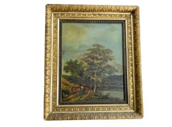 Lovely Landscape Oil Painting With Period Frame