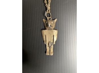 Hand Crafted 'Pig Man' Necklace W 28' Chain