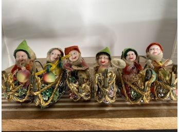 6 Pc Vintage Christmas Gnome Ornaments Set