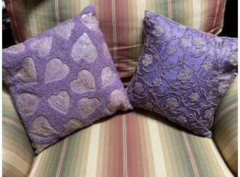 Purple Beaded Throw Pillows