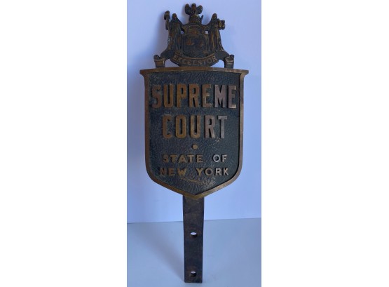 Rare Vintage Bronze New York State Supreme Court Car Emblem Plaque