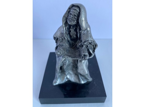 Miniature Metal Rabbi Figurine On Base