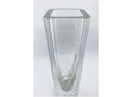 Barbini Murano Square Glass Vase, Signed