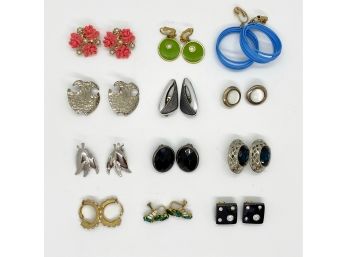 12 Pairs Vintage Clip-On Earrings