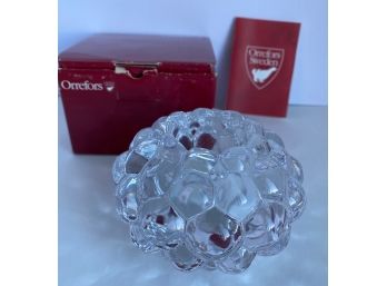 Orrefors New In Box Crystal Votive Candle Holder By Artist Anne Nilsson, Sweden
