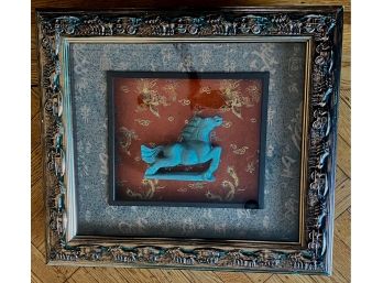 Asian Carved Stone Horse Shadowbox Art
