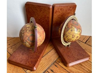 Wood Globe Bookends