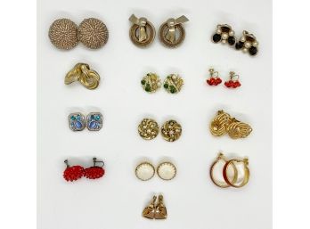 13 Pairs Vintage Clip-On Earrings