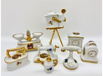 Limoges Vintage Miniatures, Household Items, 8 Pieces, France