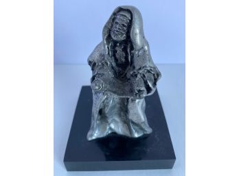 Miniature Metal Rabbi Figurine On Base