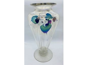 Large Art Glass Vase Handblown By Artist Stuart Abelman, Signed 1998